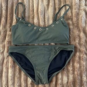 Michael Kors Green Bikini with Logo Plate